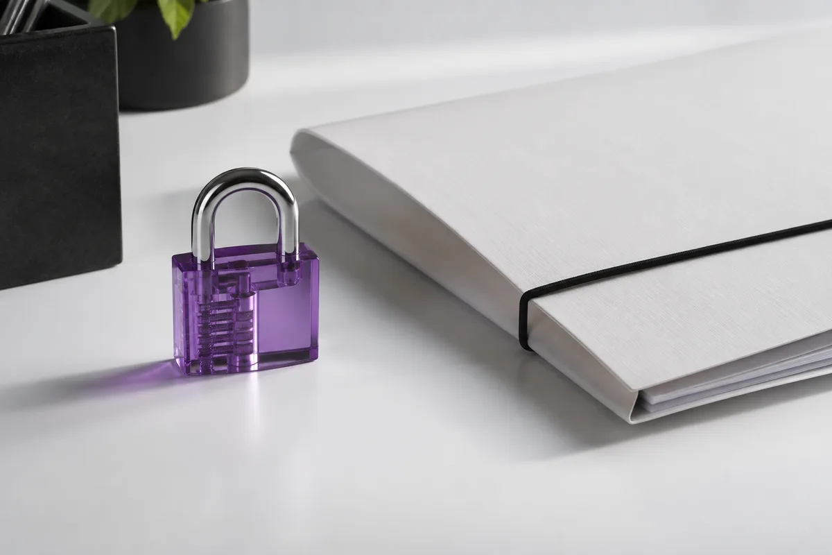A lock and document folder representing care for personal information