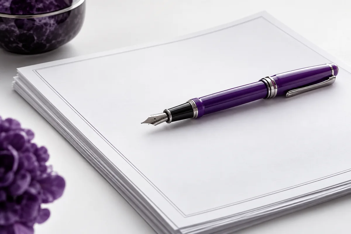 A fountain pen and contract pages representing written agreements